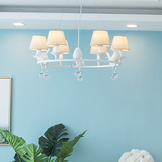 Contemporary Ring Chandelier with Bird Metal Pendant Light in White for Villa Clearhalo 'Ceiling Lights' 'Chandeliers' Lighting' options 183049