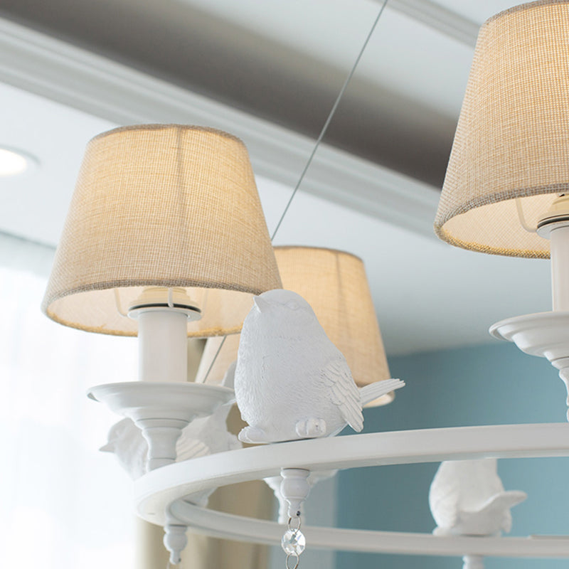 Contemporary Ring Chandelier with Bird Metal Pendant Light in White for Villa Clearhalo 'Ceiling Lights' 'Chandeliers' Lighting' options 183052