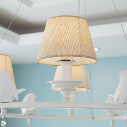 Contemporary Ring Chandelier with Bird Metal Pendant Light in White for Villa Clearhalo 'Ceiling Lights' 'Chandeliers' Lighting' options 183053