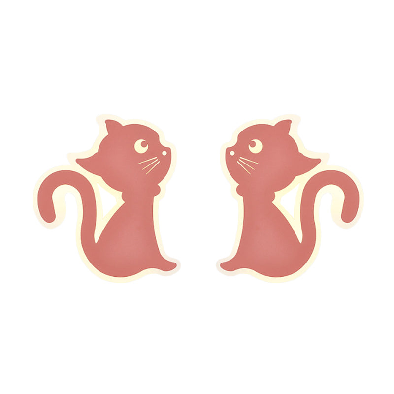 Metal Slim Kitten Wall Light Animal Macaron Colored Wall Sconce for Bedroom Kindergarten Clearhalo 'Wall Lamps & Sconces' 'Wall Lights' Lighting' 183226