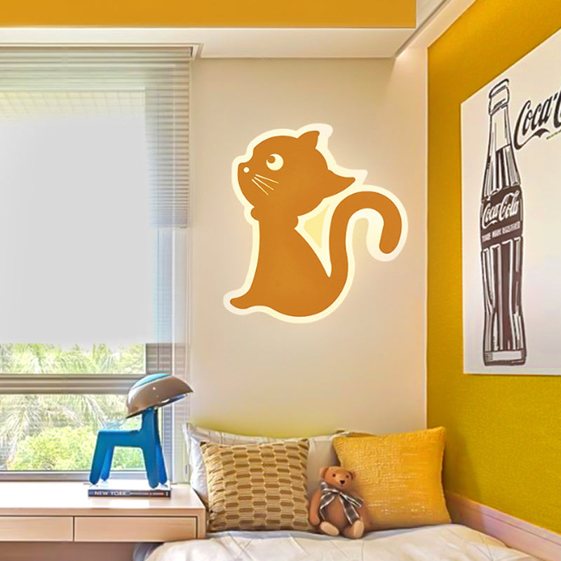 Metal Slim Kitten Wall Light Animal Macaron Colored Wall Sconce for Bedroom Kindergarten Yellow Right Clearhalo 'Wall Lamps & Sconces' 'Wall Lights' Lighting' 183230