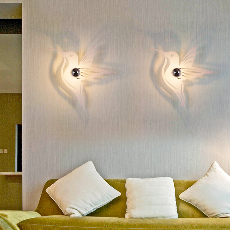 Metal Cartoon Shape Wall Light One Light Modern Style Wall Sconce for Study Room White Bird Clearhalo 'Wall Lamps & Sconces' 'Wall Lights' Lighting' 183327