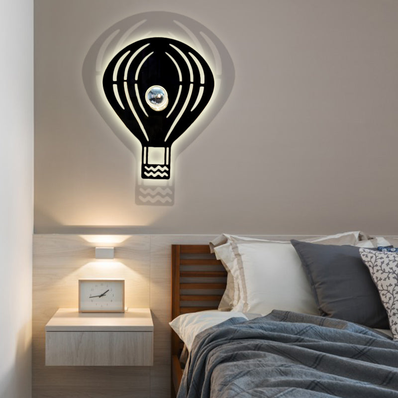 Metal Cartoon Shape Wall Light One Light Modern Style Wall Sconce for Study Room Black Hot Air Balloon Clearhalo 'Wall Lamps & Sconces' 'Wall Lights' Lighting' 183339