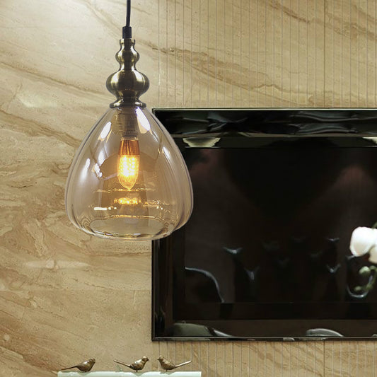 Pyramid Shade Restaurant Hanging Lamp Amber/Clear/Smoke Glass Single Bulb Modern Style Pendant Light Clearhalo 'Ceiling Lights' 'Glass shade' 'Glass' 'Modern Pendants' 'Modern' 'Pendant Lights' 'Pendants' Lighting' 183590