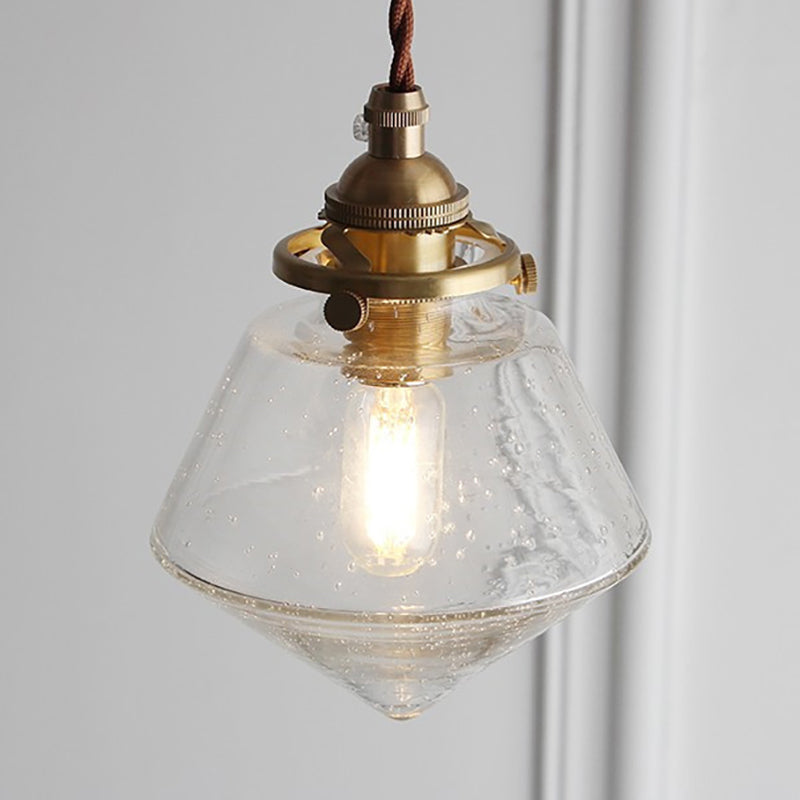 Clear Glass Schoolhouse Pendant Lamp Kitchen Island One Light Contemporary Hanging Light Clear Clearhalo 'Ceiling Lights' 'Glass shade' 'Glass' 'Modern Pendants' 'Modern' 'Pendant Lights' 'Pendants' Lighting' 183597