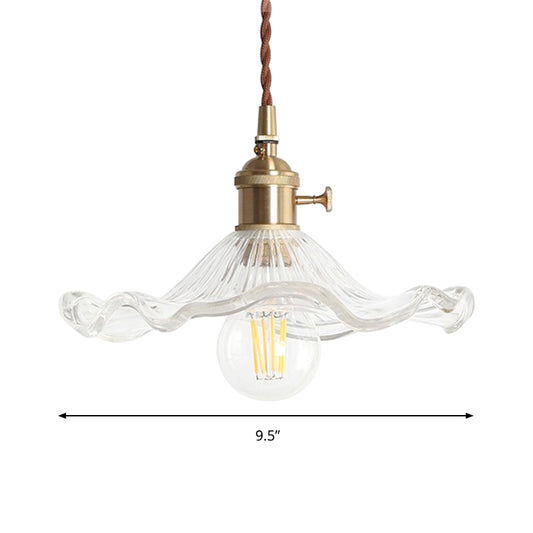 Hallway Foyer Lotus Leaf Pendant Lighting Clear Glass One Light Contemporary Hanging Lamp Clearhalo 'Ceiling Lights' 'Glass shade' 'Glass' 'Modern Pendants' 'Modern' 'Pendant Lights' 'Pendants' Lighting' 183624