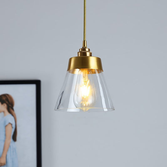 Modern Trapezoid Shade Hanging Lamp One Light Transparent Glass Pendant Lighting for Cafe Clear Clearhalo 'Ceiling Lights' 'Glass shade' 'Glass' 'Modern Pendants' 'Modern' 'Pendant Lights' 'Pendants' Lighting' 183644