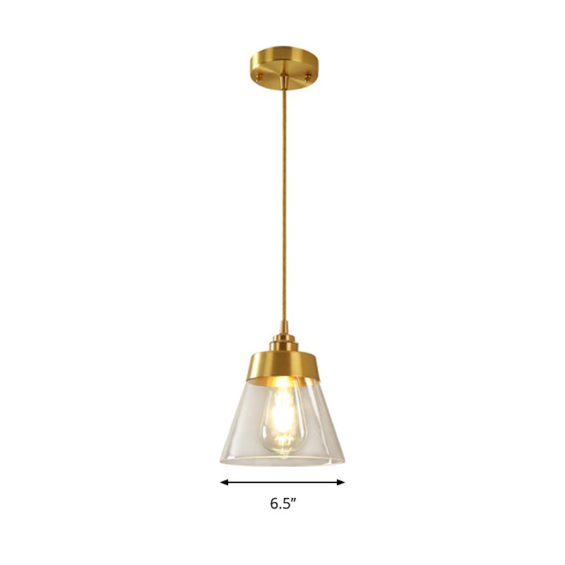 Modern Trapezoid Shade Hanging Lamp One Light Transparent Glass Pendant Lighting for Cafe Clearhalo 'Ceiling Lights' 'Glass shade' 'Glass' 'Modern Pendants' 'Modern' 'Pendant Lights' 'Pendants' Lighting' 183647