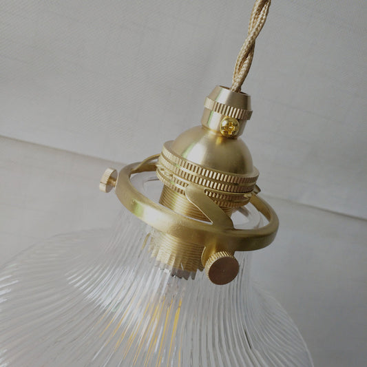 Contemporary Pendant Lamp with Brass Lamp Socket 1 Light Fluted Glass Pendant Light for Kitchen Clearhalo 'Ceiling Lights' 'Glass shade' 'Glass' 'Modern Pendants' 'Modern' 'Pendant Lights' 'Pendants' Lighting' 183729