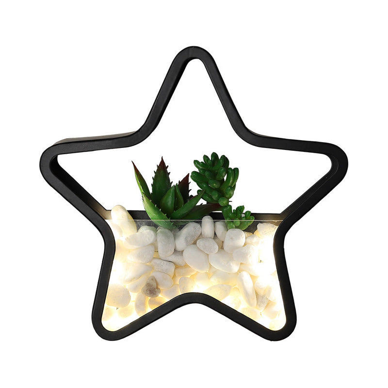 Fake Succulent Plant Wall Light Metal Stone Modern Creative Sconce Light in Black for Bedroom Clearhalo 'Wall Lamps & Sconces' 'Wall Lights' Lighting' 183868