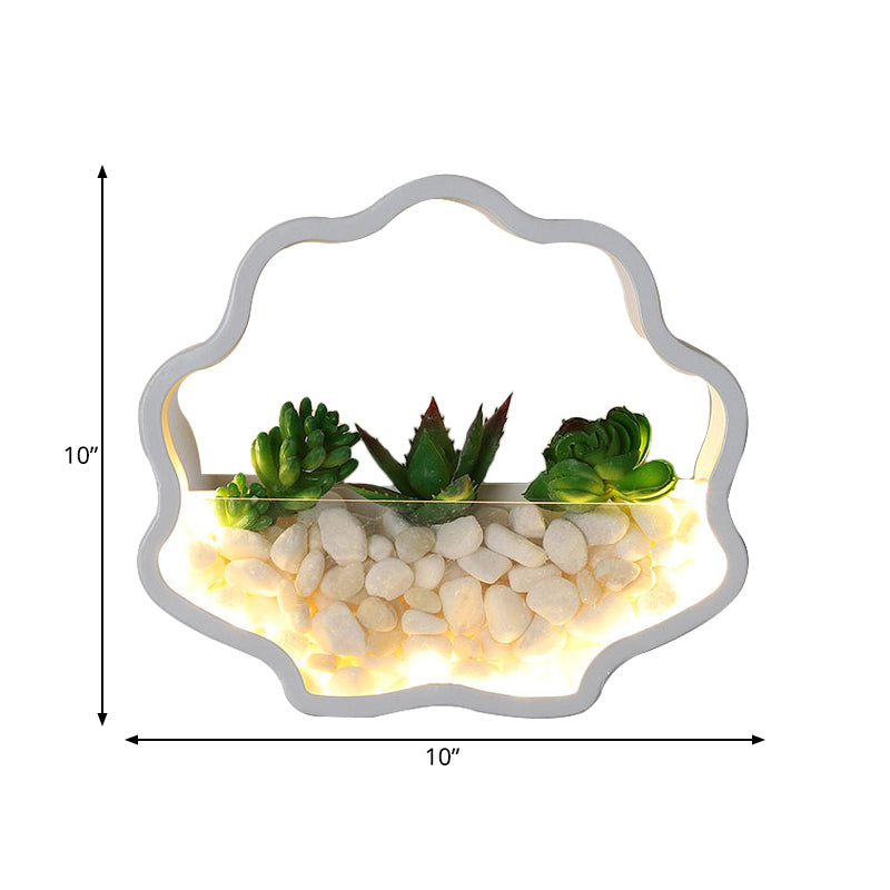 Child Bedroom Fake Succulent Wall Light Metal Stone Contemporary White Sconce Lamp Clearhalo 'Wall Lamps & Sconces' 'Wall Lights' Lighting' 183945