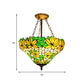Rustic Style Floral Chandelier Stained Glass Pendant Light in Yellow for Kindergarten Clearhalo 'Ceiling Lights' 'Close To Ceiling Lights' 'Close to ceiling' 'Glass shade' 'Glass' 'Pendant Lights' 'Semi-flushmount' 'Tiffany close to ceiling' 'Tiffany' Lighting' 183957