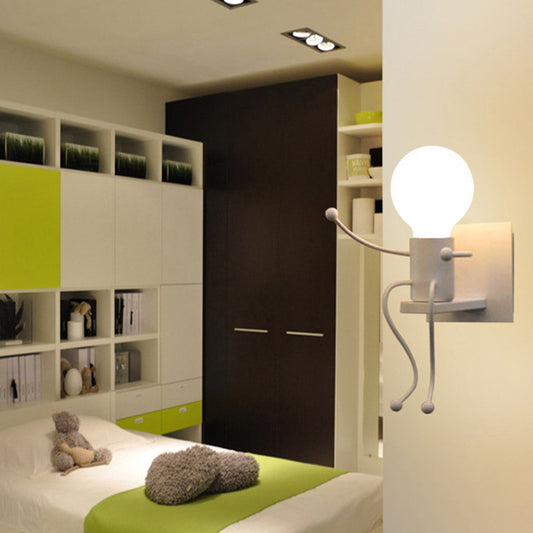 Kids White Wall Light Robot Shape One Light Metal Sconce Light for Stair Foyer Clearhalo 'Wall Lamps & Sconces' 'Wall Lights' Lighting' 183977