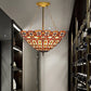 Tiffany Vintage Ceiling Pendant Dome Shade Stained Glass Chandelier in Brass Finish for Dining Table Clearhalo 'Ceiling Lights' 'Chandeliers' 'Close To Ceiling Lights' 'Close to ceiling' 'Glass shade' 'Glass' 'Semi-flushmount' 'Tiffany close to ceiling' 'Tiffany' Lighting' 184009