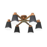 Office Hotel Bucket Ceiling Fixture Metal & Wood Contemporary Gray Semi Ceiling Mount Light Clearhalo 'Ceiling Lights' 'Chandeliers' Lighting' options 184169