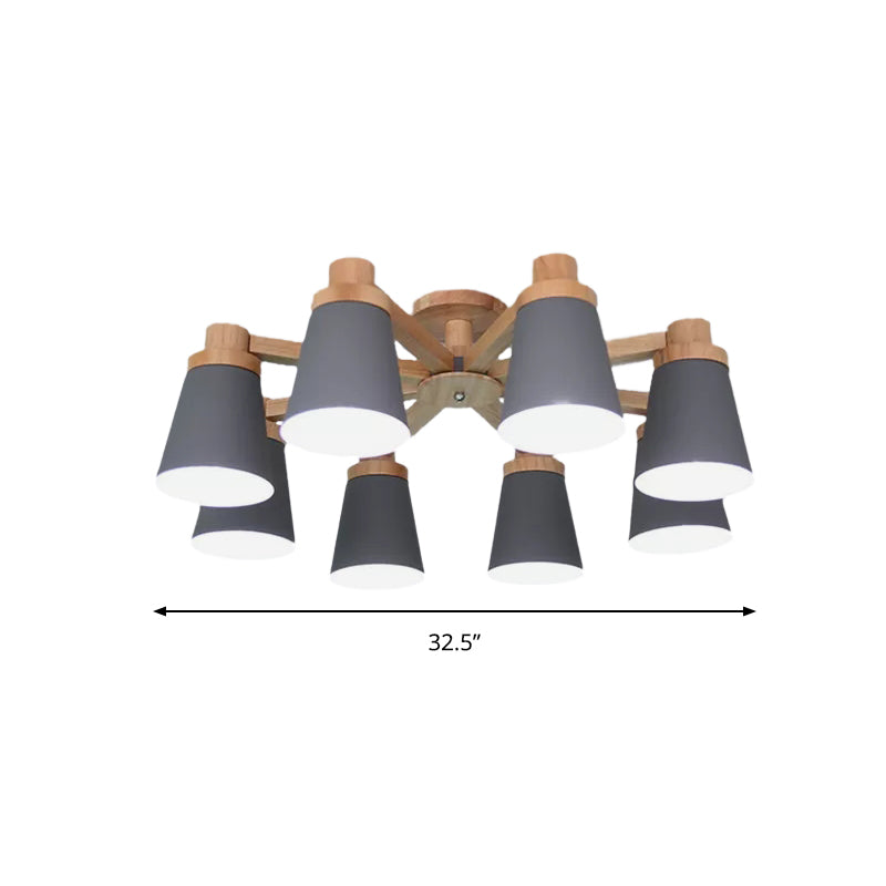 Office Hotel Bucket Ceiling Fixture Metal & Wood Contemporary Gray Semi Ceiling Mount Light Clearhalo 'Ceiling Lights' 'Chandeliers' Lighting' options 184174