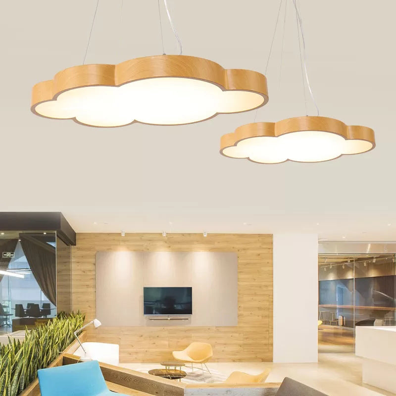 Kids Slim Cloud Pendant Light Acrylic Hanging Light in Beige for Game Room Clearhalo 'Ceiling Lights' 'Pendant Lights' 'Pendants' Lighting' 184315