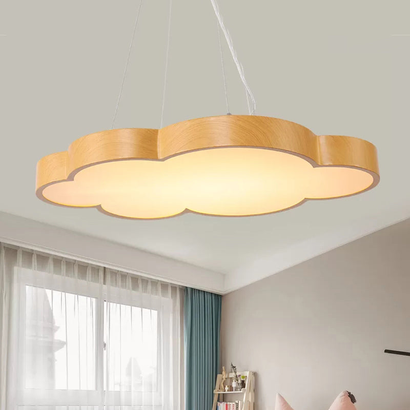 Kids Slim Cloud Pendant Light Acrylic Hanging Light in Beige for Game Room Clearhalo 'Ceiling Lights' 'Pendant Lights' 'Pendants' Lighting' 184317
