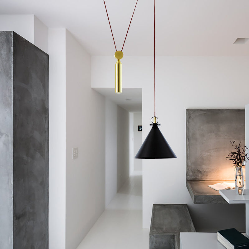 Height Adjustable Pendant Lamp with Pulley One Light Modern Hanging Light for Kitchen Hallway Gold B Clearhalo 'Ceiling Lights' 'Modern Pendants' 'Modern' 'Pendant Lights' 'Pendants' Lighting' 184516