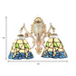 2 Lights Bell Wall Fixture Light Lodge Stained Glass Flower Wall Sconce Lighting for Bedroom Lighting Clearhalo 'Industrial' 'Middle century wall lights' 'Tiffany wall lights' 'Tiffany' 'Wall Lamps & Sconces' 'Wall Lights' Lighting' 184597