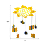 Sun Kids Bedroom Flush Ceiling Light with Butterfly Acrylic One Light Cartoon Ceiling Lamp in Yellow Clearhalo 'Ceiling Lights' 'Close To Ceiling Lights' 'Close to ceiling' 'Flush mount' Lighting' 184728