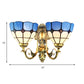 Multicolored Scalloped Shade Wall Lamp Retro Style Stained Glass 2 Heads Wall Fixture Light for Dining Room Clearhalo 'Wall Lamps & Sconces' 'Wall Lights' Lighting' 184821