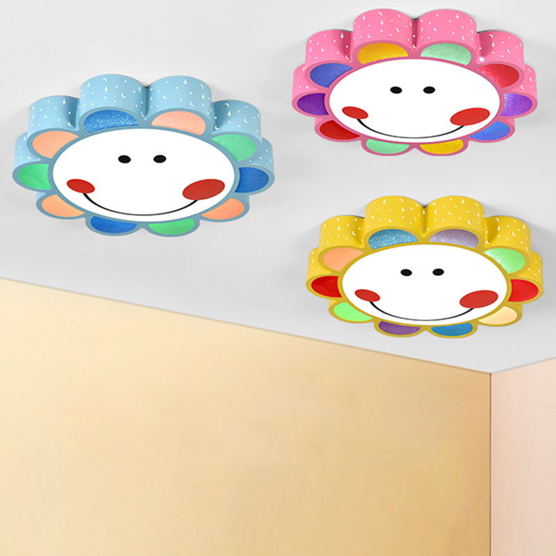 Smiling Flower Flush Ceiling Light Lovely Acrylic Ceiling Fixture for Kids Bedroom Hallway Clearhalo 'Ceiling Lights' 'Close To Ceiling Lights' 'Close to ceiling' 'Flush mount' Lighting' 184871