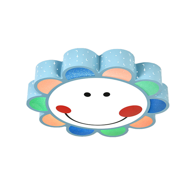 Smiling Flower Flush Ceiling Light Lovely Acrylic Ceiling Fixture for Kids Bedroom Hallway Clearhalo 'Ceiling Lights' 'Close To Ceiling Lights' 'Close to ceiling' 'Flush mount' Lighting' 184872