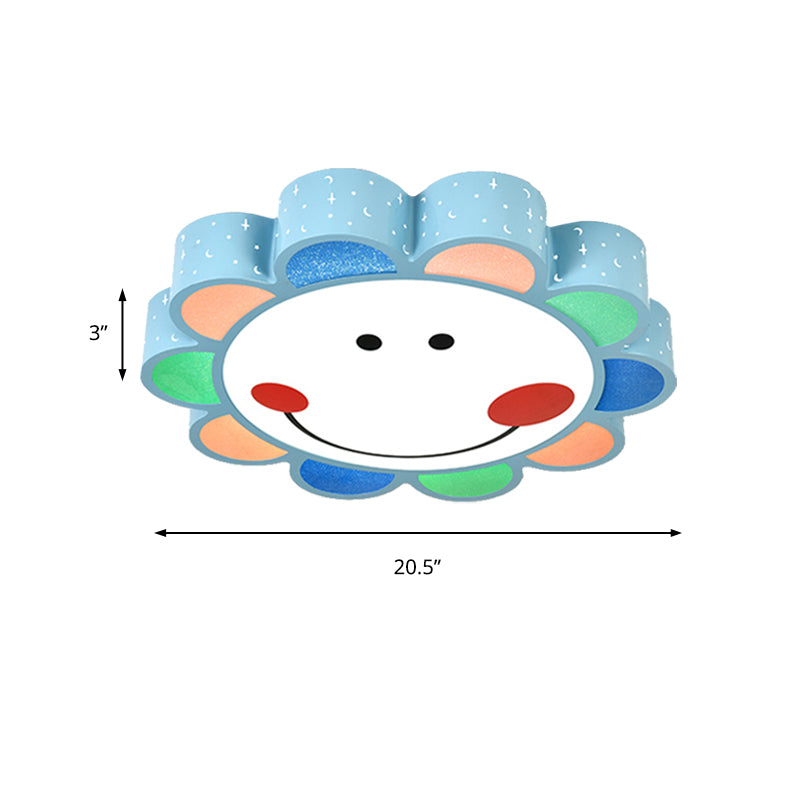 Smiling Flower Flush Ceiling Light Lovely Acrylic Ceiling Fixture for Kids Bedroom Hallway Clearhalo 'Ceiling Lights' 'Close To Ceiling Lights' 'Close to ceiling' 'Flush mount' Lighting' 184873