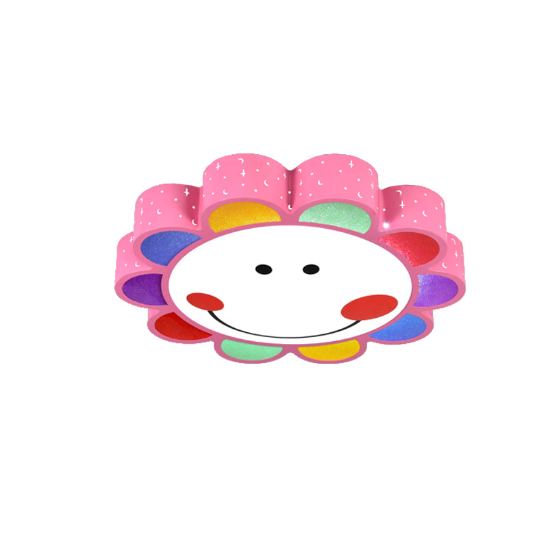 Smiling Flower Flush Ceiling Light Lovely Acrylic Ceiling Fixture for Kids Bedroom Hallway Clearhalo 'Ceiling Lights' 'Close To Ceiling Lights' 'Close to ceiling' 'Flush mount' Lighting' 184877
