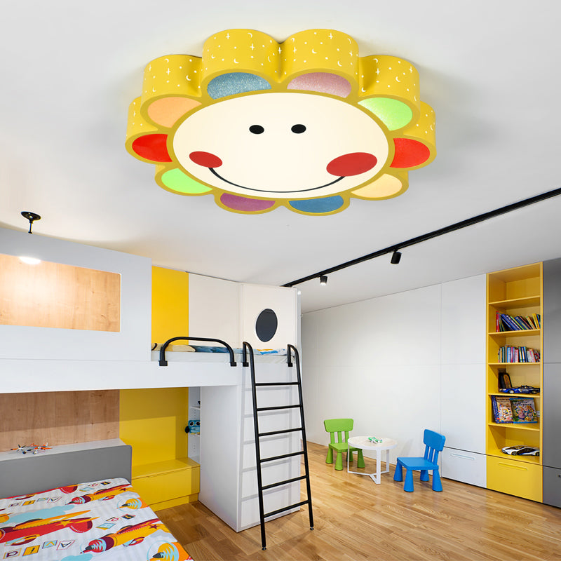 Smiling Flower Flush Ceiling Light Lovely Acrylic Ceiling Fixture for Kids Bedroom Hallway Yellow Clearhalo 'Ceiling Lights' 'Close To Ceiling Lights' 'Close to ceiling' 'Flush mount' Lighting' 184878