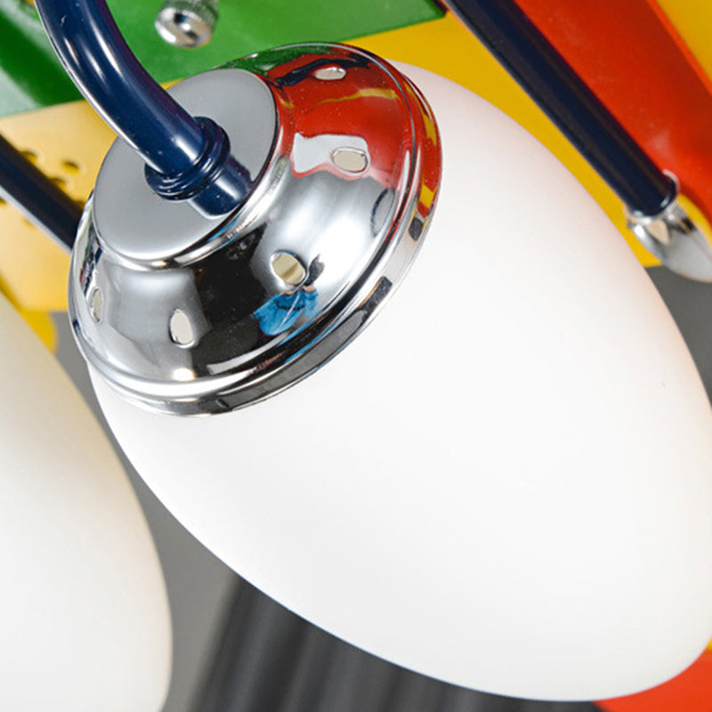 Fighter Airplane Semi Ceiling Mount Light 4 Bulbs Modern Wood Ceiling Fixture for Kindergarten Clearhalo 'Ceiling Lights' 'Close To Ceiling Lights' 'Close to ceiling' 'Flush mount' Lighting' 184936