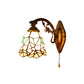 Vintage Bell Wall Light Stained Glass 1 Light Wall Sconce for Bedroom Lighting with Flower Pattern in Beige Clearhalo 'Wall Lamps & Sconces' 'Wall Lights' Lighting' 185077