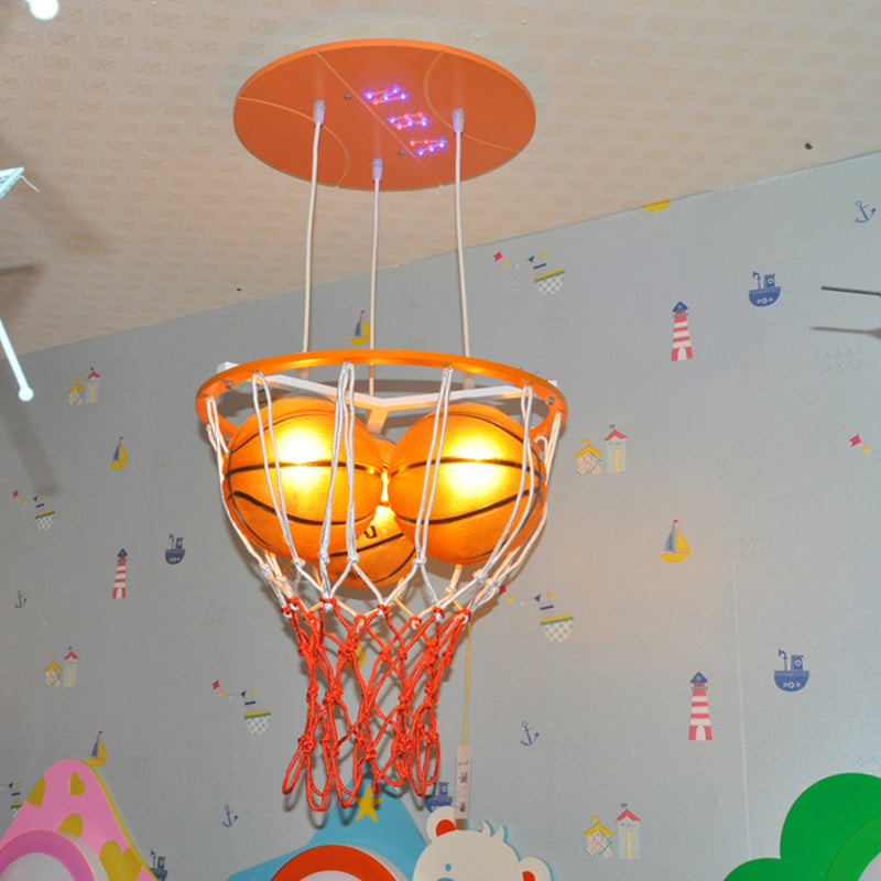 Glass Basketball Pendant Light Boys Bedroom 3 Lights Sport Style Pendant Lamp Clearhalo 'Ceiling Lights' 'Close To Ceiling Lights' 'Glass shade' 'Glass' 'Pendant Lights' 'Pendants' Lighting' 185136