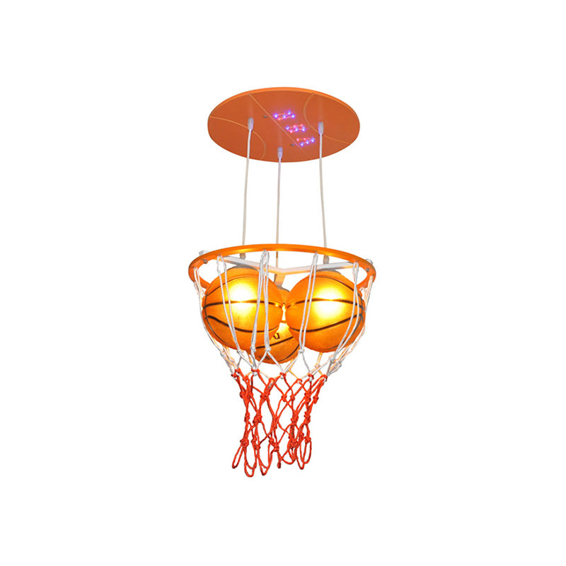 Glass Basketball Pendant Light Boys Bedroom 3 Lights Sport Style Pendant Lamp Clearhalo 'Ceiling Lights' 'Close To Ceiling Lights' 'Glass shade' 'Glass' 'Pendant Lights' 'Pendants' Lighting' 185138