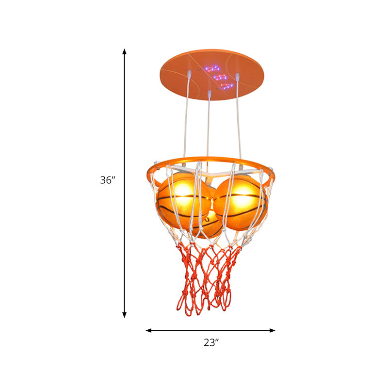 Glass Basketball Pendant Light Boys Bedroom 3 Lights Sport Style Pendant Lamp Clearhalo 'Ceiling Lights' 'Close To Ceiling Lights' 'Glass shade' 'Glass' 'Pendant Lights' 'Pendants' Lighting' 185139