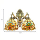 2 Heads Wall Mounted Light Baroque Mermaid/Basic Set Stained Glass Sconce Light in Antique Bronze Clearhalo 'Wall Lamps & Sconces' 'Wall Lights' Lighting' 185188