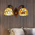 Domed Wall Light Fixture Retro Stained Glass 2-Light Wall Lighting for Entry Yellow Clearhalo 'Art deco wall lights' 'Cast Iron' 'Glass' 'Industrial' 'Middle century wall lights' 'Modern' 'Tiffany wall lights' 'Tiffany' 'Traditional wall lights' 'Wall Lamps & Sconces' 'Wall Lights' Lighting' 185208