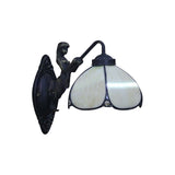 Petal Wall Light Fixture Tiffany Beige Glass 1 Head Sconce Light with Mermaid Decoration for Corridor Clearhalo 'Industrial' 'Middle century wall lights' 'Tiffany wall lights' 'Tiffany' 'Wall Lamps & Sconces' 'Wall Lights' Lighting' 185234