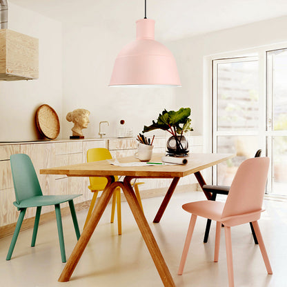 Dining Room Kindergarten Bowl Pendant Light Aluminum One-Light Macaron Loft Hanging Lamp Pink Clearhalo 'Ceiling Lights' 'Modern Pendants' 'Modern' 'Pendant Lights' 'Pendants' Lighting' 185327