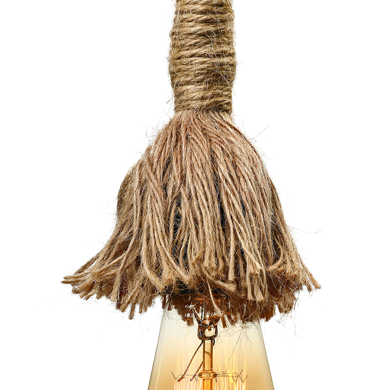 Minimalist Style Exposed Hanging Lamp 1 Light Natural Rope Adjustable Ceiling Light Fixture in Beige Clearhalo 'Ceiling Lights' 'Industrial Pendants' 'Industrial' 'Middle Century Pendants' 'Pendant Lights' 'Pendants' 'Tiffany' Lighting' 185370