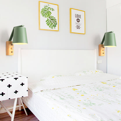 Bucket Nursing Room Wall Sconce Metal 1 Bulb Macaron Loft Candy Colored Wall Light Green Clearhalo 'Wall Lamps & Sconces' 'Wall Lights' Lighting' 185417