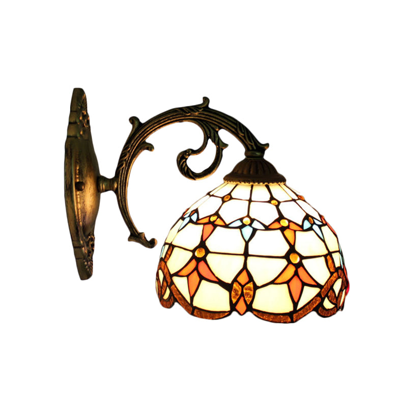 Vintage Tulip Wall Hanging Lights Stained Glass 1-Light Wall Light Shade for Hallway Clearhalo 'Industrial' 'Middle century wall lights' 'Tiffany wall lights' 'Tiffany' 'Wall Lamps & Sconces' 'Wall Lights' Lighting' 185472