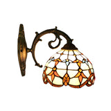 Vintage Tulip Wall Hanging Lights Stained Glass 1-Light Wall Light Shade for Hallway Clearhalo 'Industrial' 'Middle century wall lights' 'Tiffany wall lights' 'Tiffany' 'Wall Lamps & Sconces' 'Wall Lights' Lighting' 185472