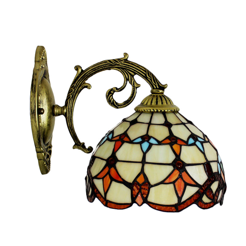 Vintage Tulip Wall Hanging Lights Stained Glass 1-Light Wall Light Shade for Hallway Clearhalo 'Industrial' 'Middle century wall lights' 'Tiffany wall lights' 'Tiffany' 'Wall Lamps & Sconces' 'Wall Lights' Lighting' 185473