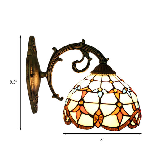 Vintage Tulip Wall Hanging Lights Stained Glass 1-Light Wall Light Shade for Hallway Clearhalo 'Industrial' 'Middle century wall lights' 'Tiffany wall lights' 'Tiffany' 'Wall Lamps & Sconces' 'Wall Lights' Lighting' 185474