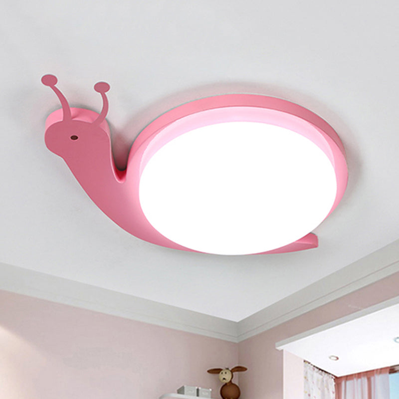 Baby Bedroom Snail Shape Flush Ceiling Light Metal & Acrylic Cartoon Ceiling Light - Pink - Clearhalo - 'Ceiling Lights' - 'Close To Ceiling Lights' - 'Close to ceiling' - 'Flush mount' - Lighting' - 185477