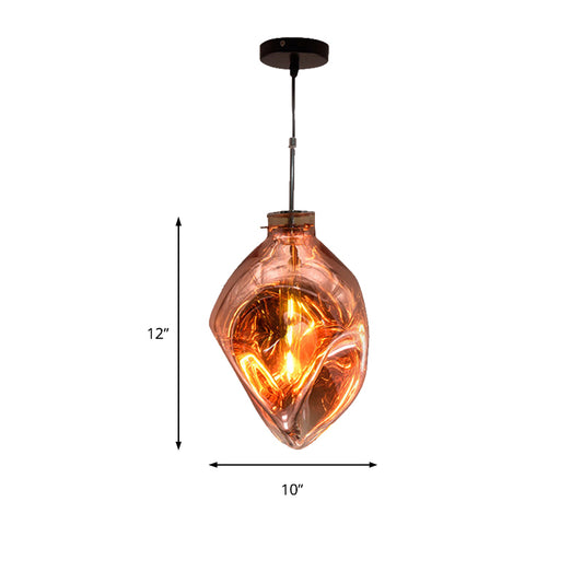 Contemporary Style Hanging Light Abstract Shade 1 Light Hammered Glass Pendant Lamp for Hotel Clearhalo 'Ceiling Lights' 'Glass shade' 'Glass' 'Modern Pendants' 'Modern' 'Pendant Lights' 'Pendants' Lighting' 185484