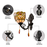 Lodge Bowl Shade Wall Sconce Lighting Fixture Stained Glass 1-Light Crystal Lighting Fixture Clearhalo 'Industrial' 'Middle century wall lights' 'Tiffany wall lights' 'Tiffany' 'Wall Lamps & Sconces' 'Wall Lights' Lighting' 185511