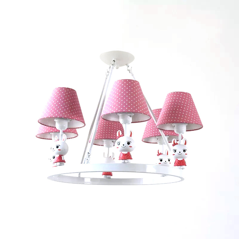 Kids Bunny Chandelier with Dot Shade Metal 3 Heads Pink Hanging Light for Girls Bedroom Clearhalo 'Ceiling Lights' 'Chandeliers' Lighting' options 185524